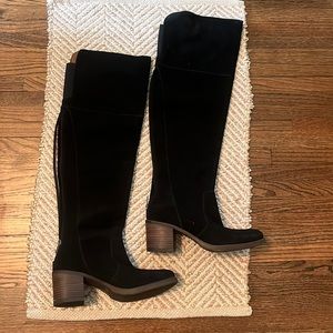 Lucky Brand over the knee black suede boots